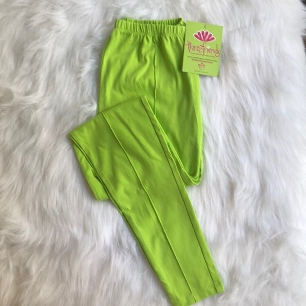 Three Friends Bright Green Leggings Vibrant Stretchy Girls Bottoms Size 14 NEW